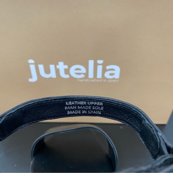 Jutelia Women's Leather Espadrilles Raffia Braided
Wedge Black Size 7.5 - Picture 4 of 5